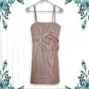 Lucy & Co Faux Leather Convertible Strapless Dress with Flower Detail small